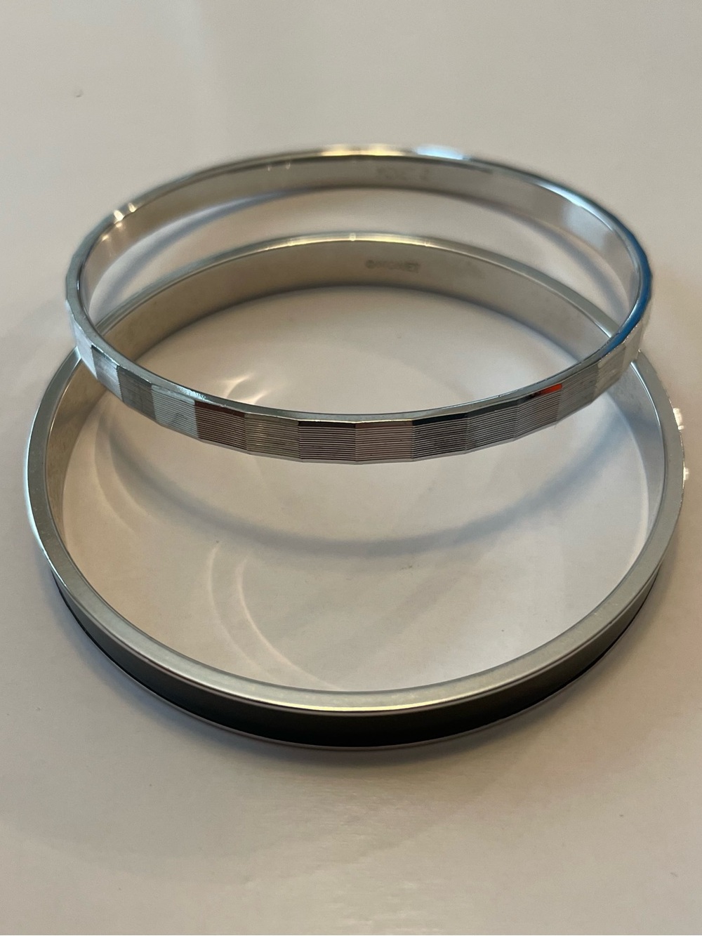 Monet Silver-Tone and Black Stackable Bangle Bracelet Set